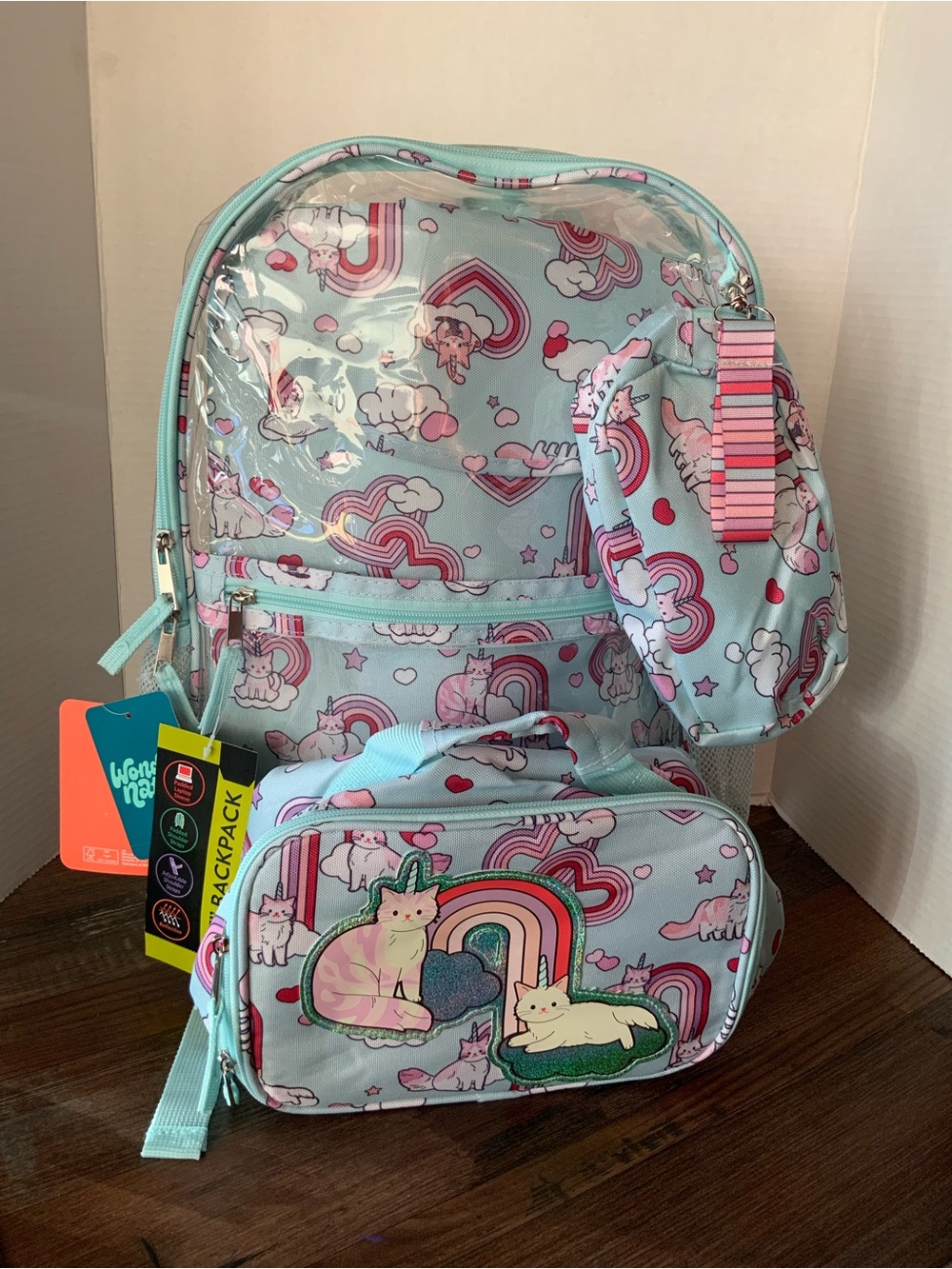 wonder nation Light Blue Unicorn & Rainbow Backpack Set